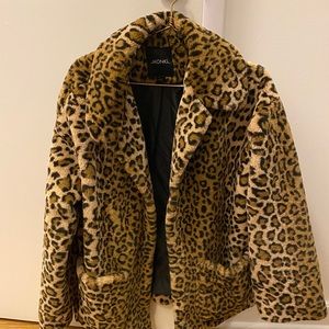 Monki leopard faux fur jacket